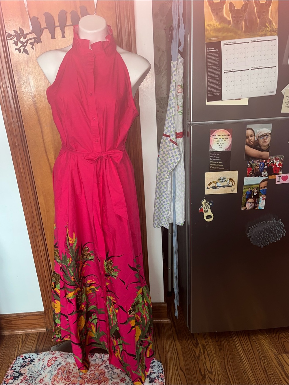 BeaYou NYC and Dress Well!! Pink Maxi with floral ruffle hem boarder.Ruffle at n - Picture 2 of 7